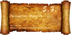 Spiegler Henrik névjegykártya